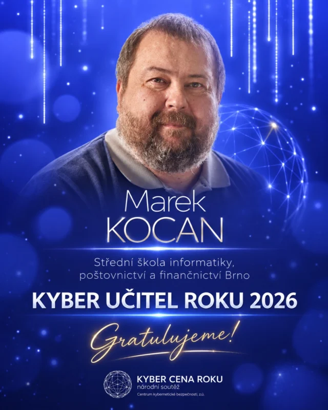 🏆 Máme Kyber učitele roku 2026!

Náš kolega Marek Kocan získal prestižní ocenění KYBER UČITEL ROKU 2026! 🎉

Marek dokazuje, že kyberbezpečnost není jen o technologiích, ale především o lidech, kteří své znalosti a nadšení předávají dál.

Marku, obrovská gratulace! 💙 Jsme rádi, že tě máme v týmu ComSource!

#ComSource #KyberCenaRoku #KyberUcitelRoku #Kyberbezpecnost